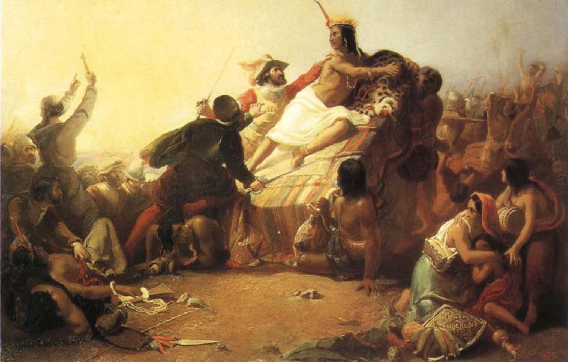 Sir John Everett Millais Pizarro Seizing the Inca of Peru France oil painting art